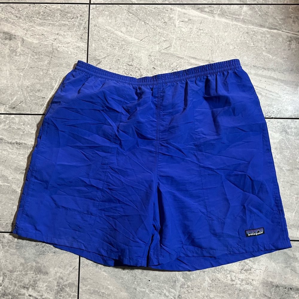 Patagonia Men's Blue Polyester /Nylon/Linen Blend Pocket Swimming Shorts Logo L